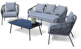Grasekamp Lounge Sitzgruppe 4 teilig mit dicken Kissen Grau/Coffee mit 21% Ersparnis