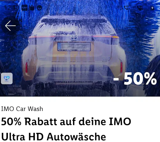 Lidl APP (Partnervorteile): 50% Rabatt auf eine IMO Ultra HD Autowäsche
