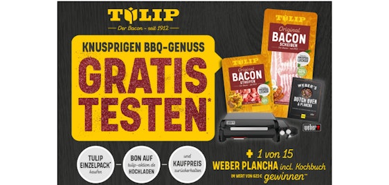 Tulip Bacon kostenlos testen (GzG) - Bacon-Scheiben 125g oder Bacon-Streifen 200g