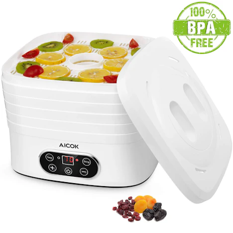 Dörrautomat mit Temperaturregler 35 ° C-70 ° C, mit Timer bis 72 Std und, 5 Etagen, 240W
