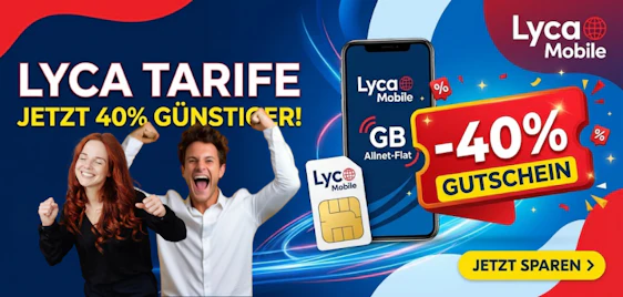 40% Rabatt auf Lyca Jahrestarife 📲 Mobilfunk-Spardeal ab 4,13€/Monat sichern