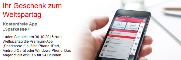Sparkasse+ App kostenlos am Weltspartag (iOS/Android/WP) - mehrere Konten über das Smartphone organisieren