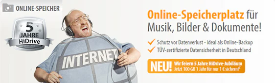 HiDrive Basic 100 – 100GB Online-Speicher für 1€ im Jahr