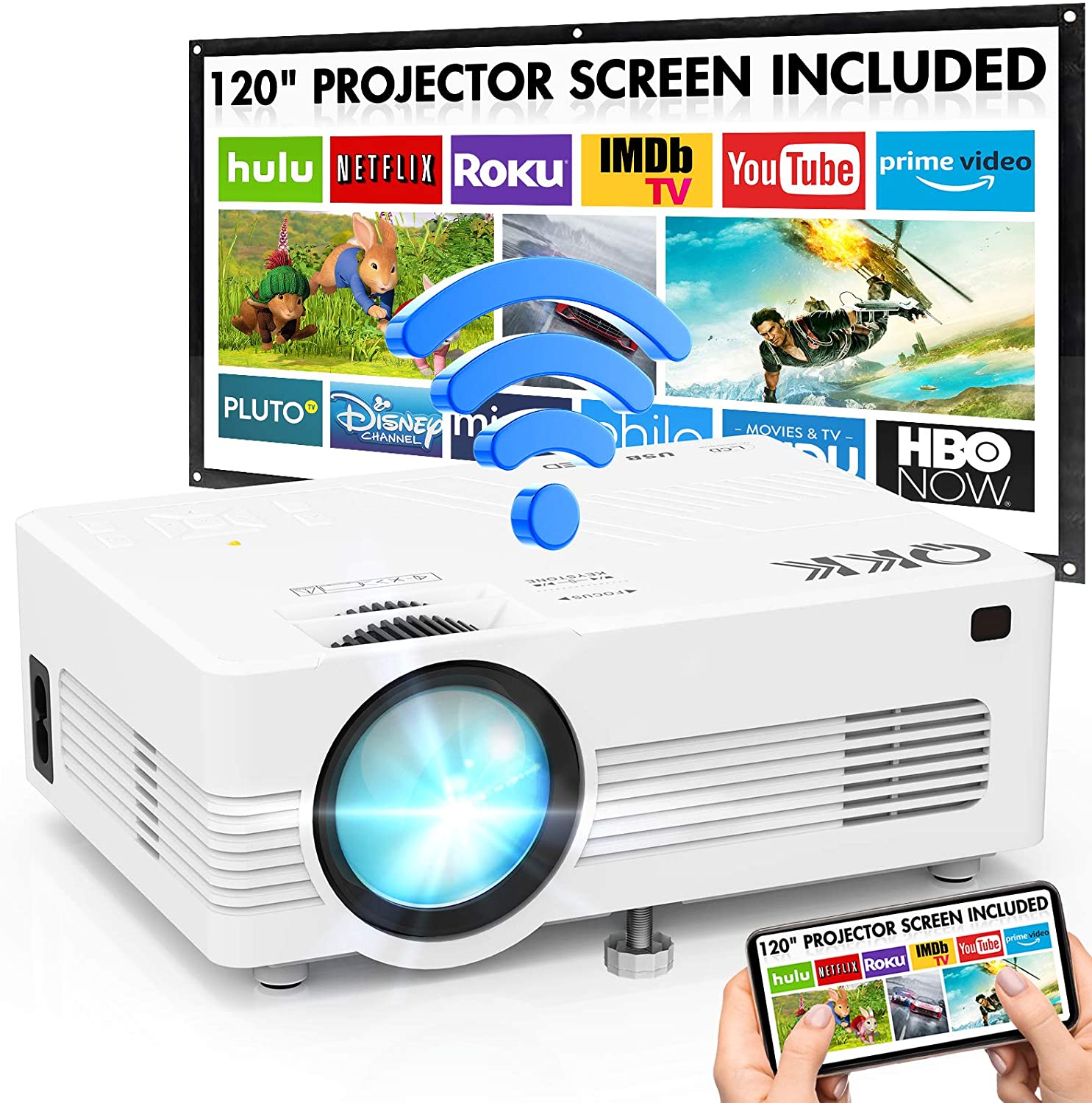 QKK AK-83 für 80€ - WiFi-Beamer mit Leinwand