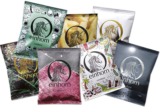 Einhorn Kondom Jahresvorrat mit 7 Packungen a 7 Stück - vegan, hormonfrei, echte Gefühle, feucht