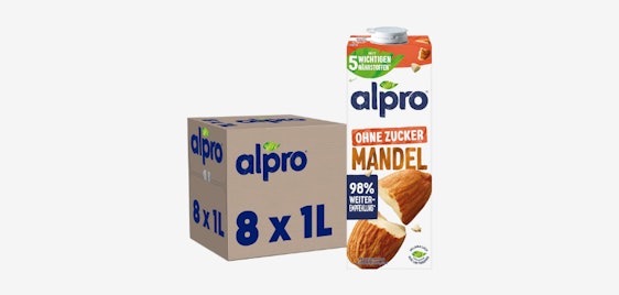8x 1l Alpro Mandeldrink für 17€ - vegan, zuckerfrei, vitaminreich