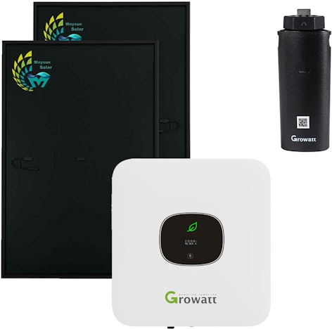 Balkonkraftwerk (820W) inkl. Wechselrichter für 866€ - 2x 'Maysun Solar Mono' 410 Watt + Growatt MIC 600 0,6kW Wechselrichter + 1 Growatt Shinewifi-X WiFi-Stick