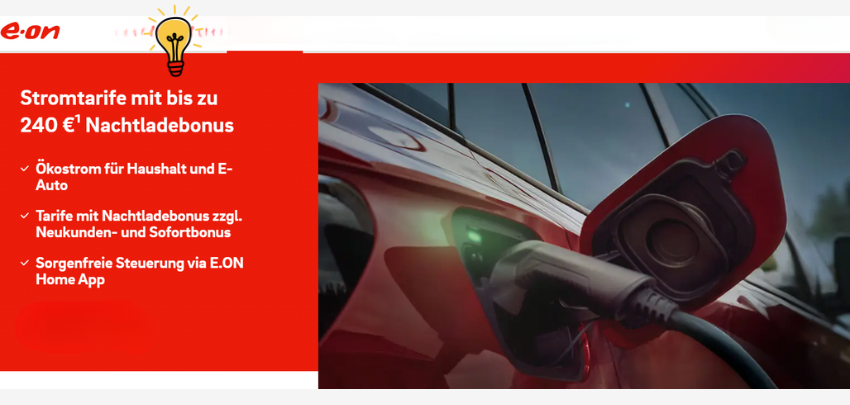 E.ON bis zu 240€ Nachtladebonus für euer eAuto sichern 