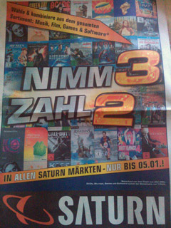 "Nimm 3, Zahl 2"-Aktion bei Saturn für Games, Musik und Filme *UPDATE*