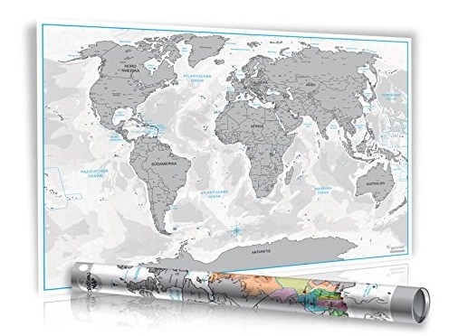 XXL Design Rubbel Weltkarte (Limited Edition 2016) in Geschenkrolle mit Metalldeckel für 12,95€