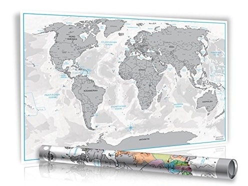 XXL Design Rubbel Weltkarte (Limited Edition 2016) in Geschenkrolle mit Metalldeckel für 12,95€