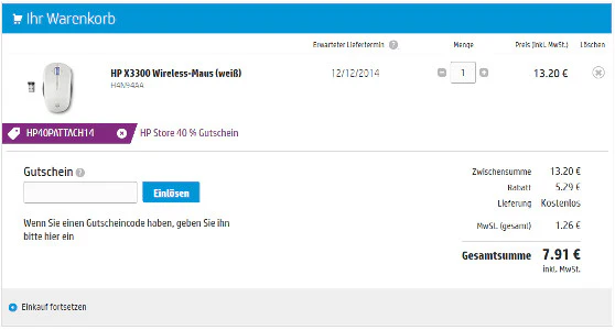 Warenkorb HP schnaeppchenfuchs