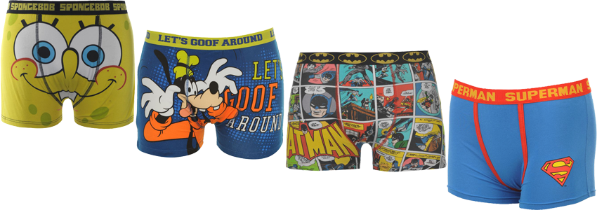 Character Boxershorts für 5€ bei SportSpar - viele Motive, z. B. Superman, Spongebob, StarWars, etc.