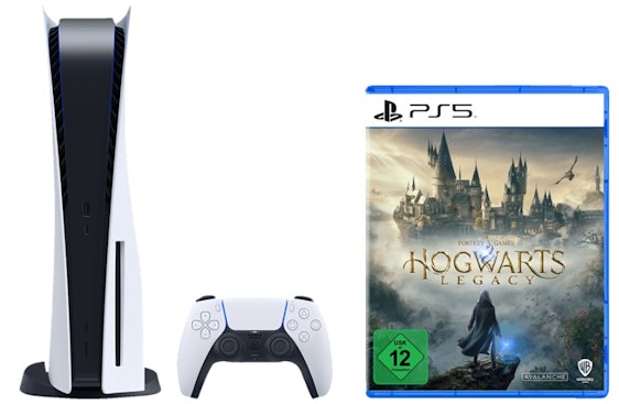 🎮 Sony PlayStation 5 (Disc-Edition) + Hogwarts Legacy für 569€ - 825 GB Speicher, mit Wireless-Controller