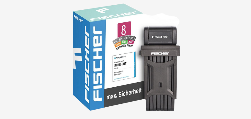 Fischer Faltschloss XL für 14€ - 110cm Länge, inkl. Halterung, mit Staubschutz