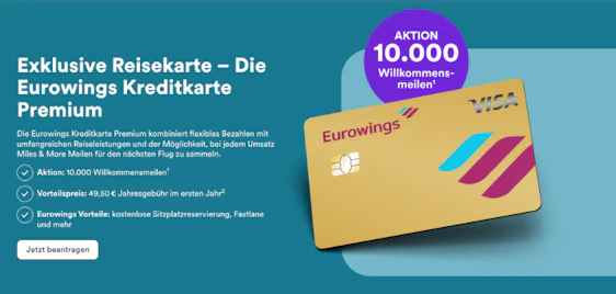 🤯 Eurowings Kreditkarte mit 10.000 Willkommensmeilen ✈️ | Kostenlose Teilnahme bei Miles & More
