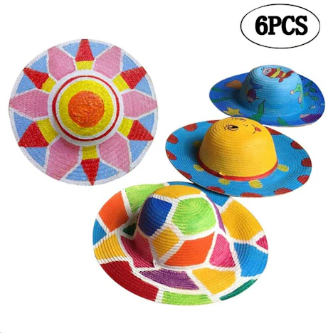 Funpa 6PCS DIY kinder Strohhut für 8 Euro
