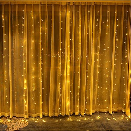 VINGO 3 * 3M LED Lichtervorhang mit 300 LEDs, 8 Modi mit Steuerbox Netz-ineinander Greifen