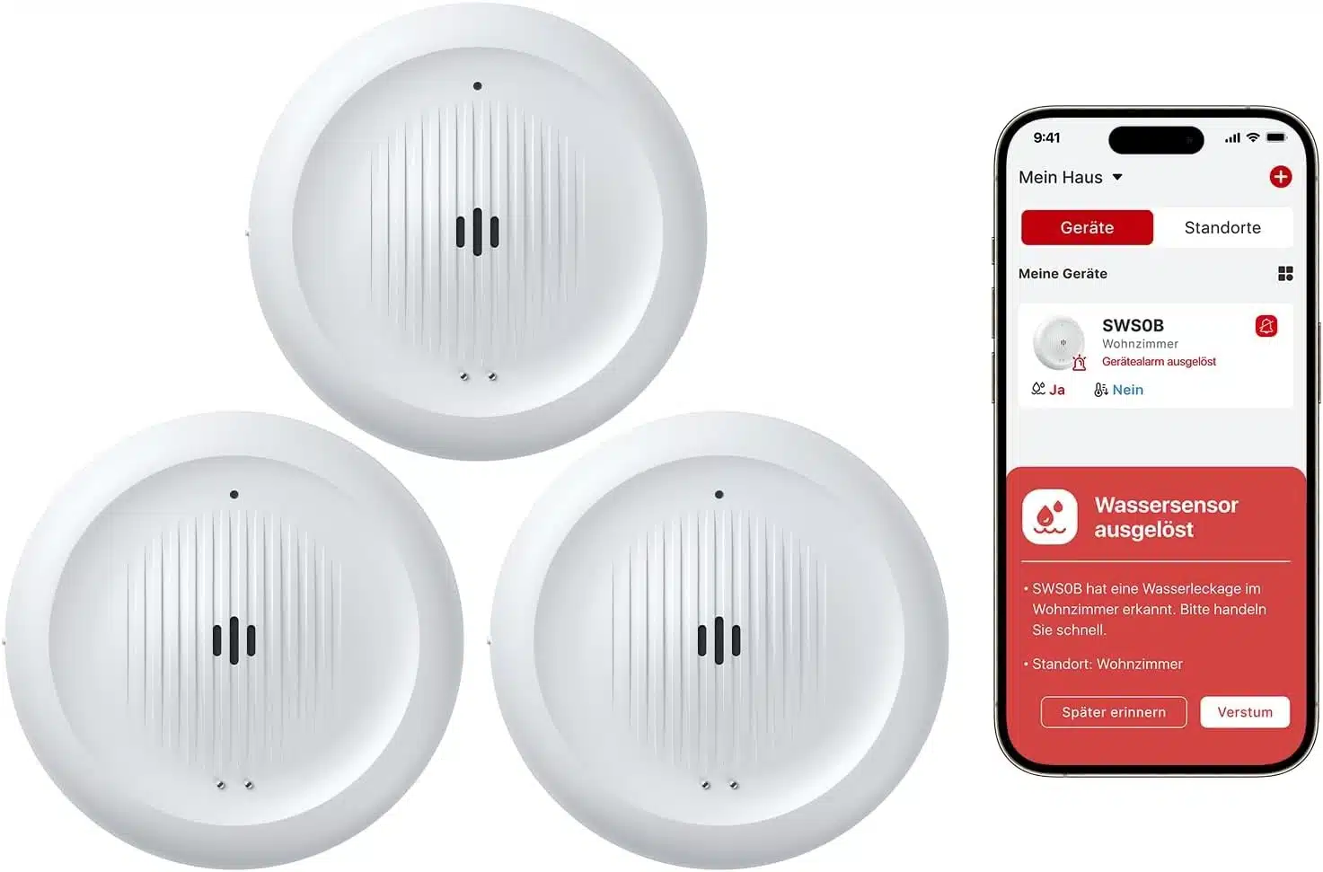 X-SENSE SWS0B 3er-Set WLAN-Wassermelder mit Frostwarnung