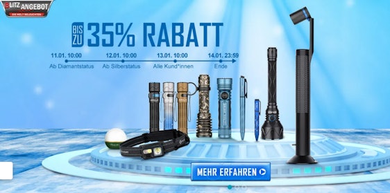 Großer Olight Flashsale: im Januar: bis zu 35% Rabatt (11.01-14.01)