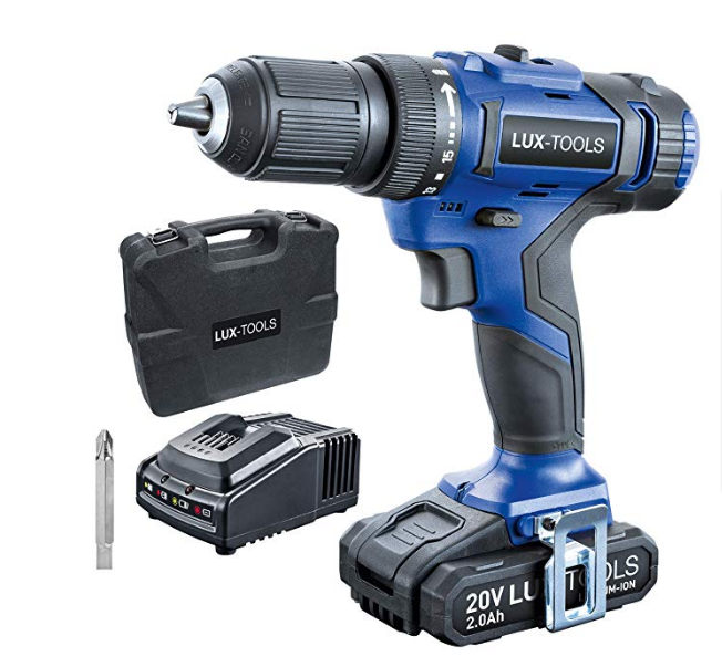 Akku-Bohrschrauber LUX-TOOLS ABS-20Li / 2,0 Ah Akku + Ladegerät / Bit / Koffer