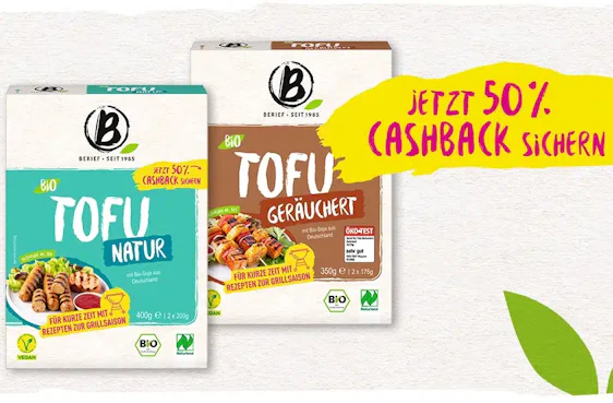50% Cashback für Berief Tofu oder veganes Hackfleisch