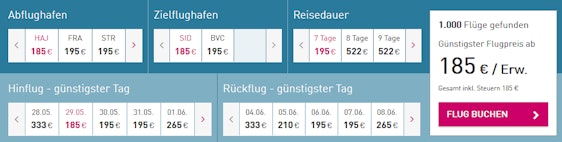 Kap Verde ab 185€ hin und zurück: Von mehreren deutschen Flughäfen