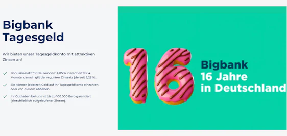 Top-Zinsen! Bigbank Tagesgeld mit 4,05% p. a. Zinsen für 4 Monate