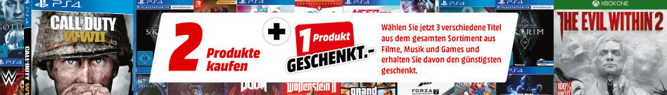 Kauf 3, zahl 2 bei Media Markt - auf Games, Musik und Filme