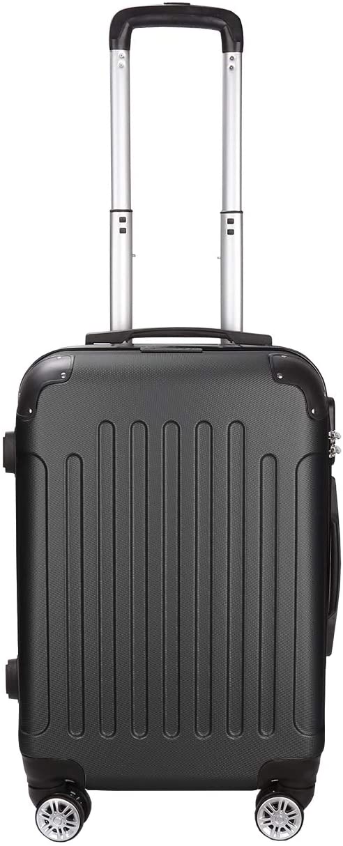 TolleTour Hartschalen Trolley Koffer Rollkoffer Mit Schloss 4 Rollen, 40Lm, Schwarz