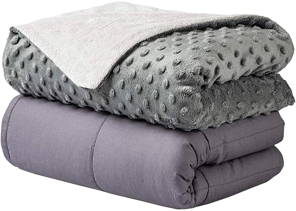 TolleTour Gewichtsdecke aus 100% Baumwolle Schwere Grau 120 x 180cm, 5.5kg, inkl. Sommerbezug