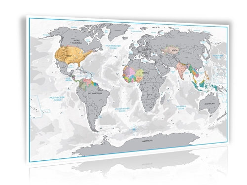 Design Rubbel Weltkarte – Silber oder Gold mit 3D Relief-Optik [Limited Edition] für 9,97€