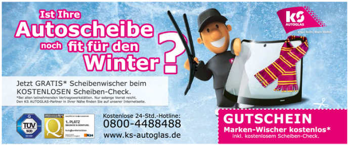 Kostenlose Scheibenwischer bei allen Partnern von KS Autoglas