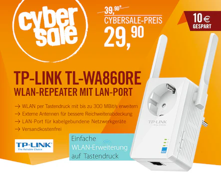 TP-Link TL-WA860RE (WLAN Repeater mit Lanport) für 29€ *UPDATE2*