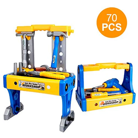 Bfull Kinder Werkzeugset für Kinder ab 3 Jahren, 70PCS Deluxe Spielzeug Werkbank Set