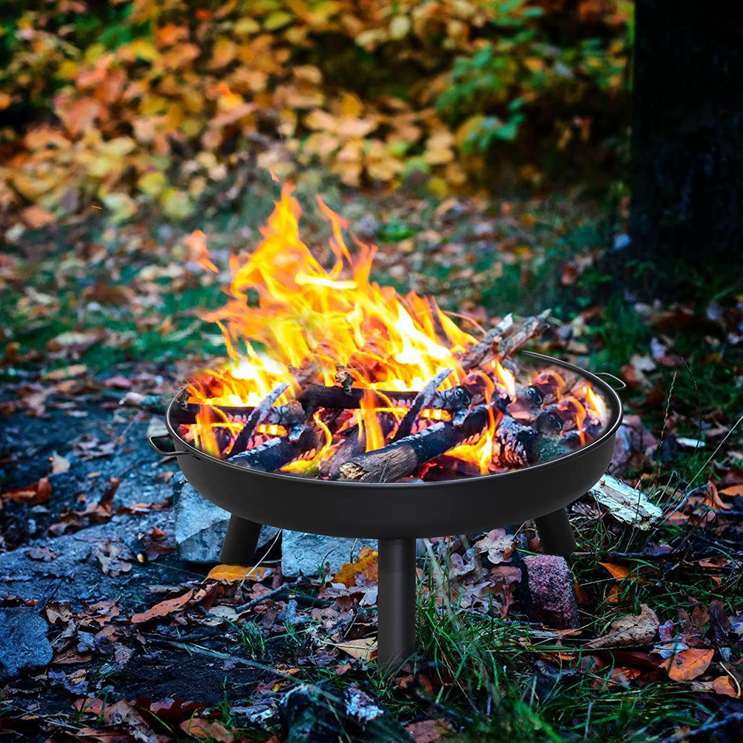 SWANEW Gross Feuerschale für Draußen, Ø82.5cm mit Griffen