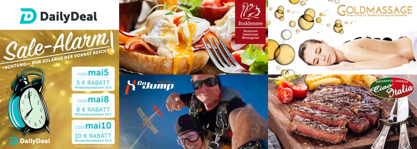 Sale-Alarm mit 50% Rabatt bei DailyDeal - z. B. 10€ Rabatt ab 20€ MBW