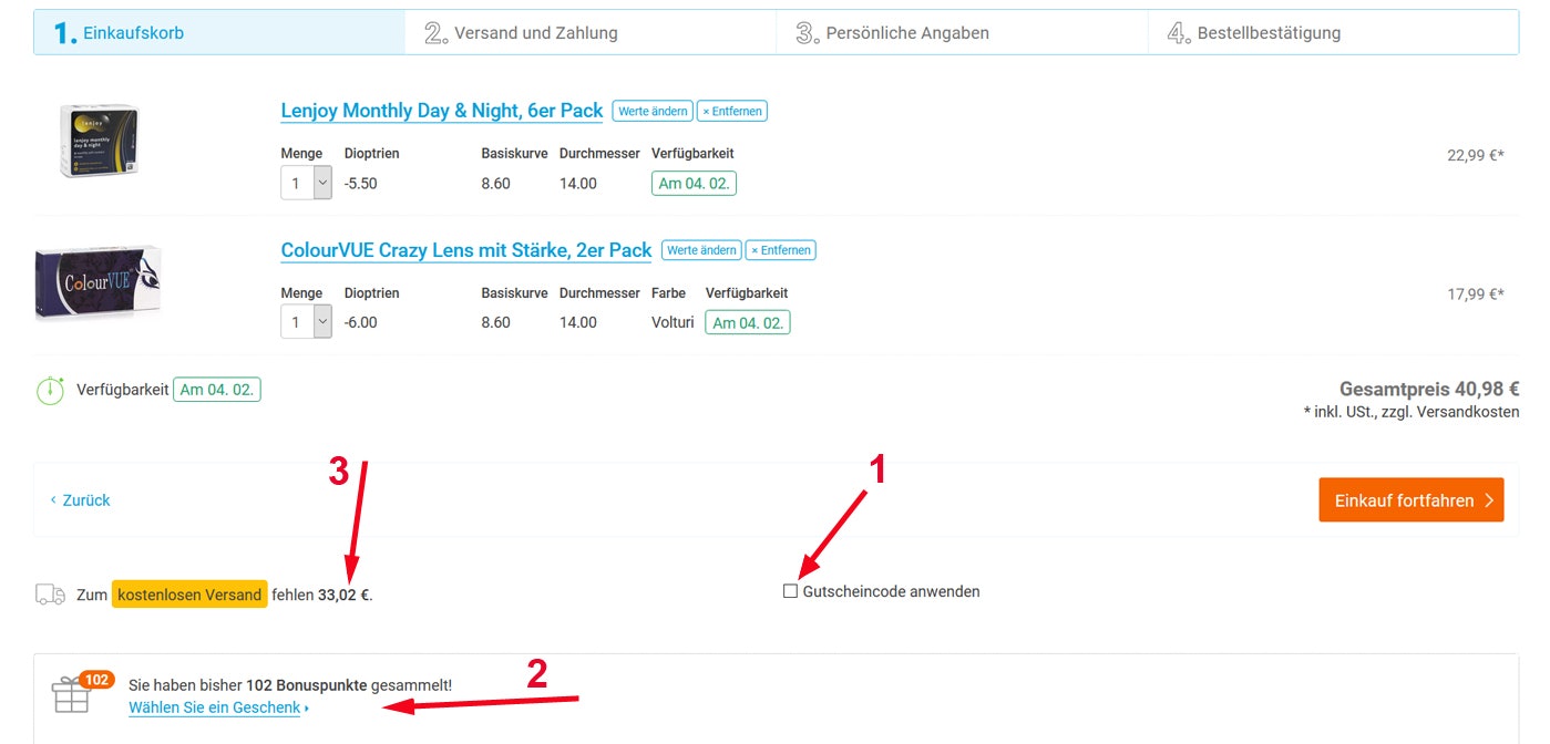 321Linsen Gutscheincode Bonuspunkte