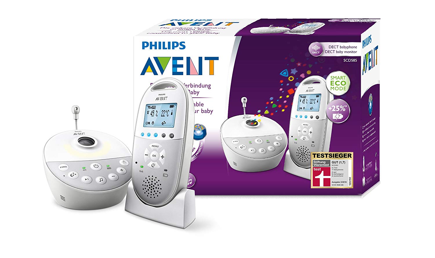 Philips Avent Audio-Babyphone SCD585/26, DECT-Technologie, Sternenhimmel