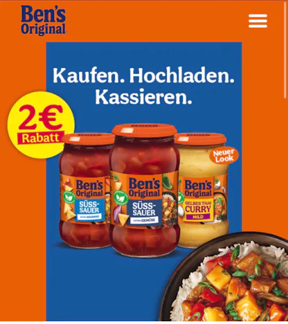 Ben’s ORIGINAL™ Saucen – 2,00€ Cashback ab 3 Gläsern bzw. bis zu 4,00€ Cashback sichern