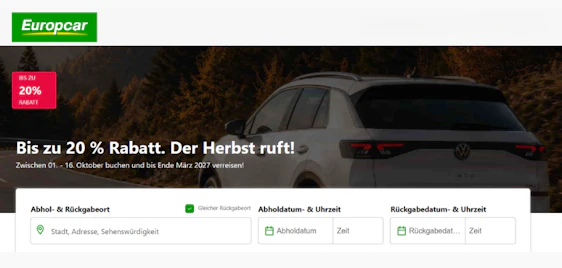 20% Europcar Gutschein 🚗 Jetzt sparen!