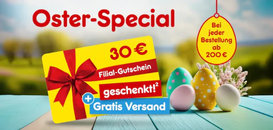 30€ Netto Filialgutschein sichern - ab einem Mindestbestellwert von 200€