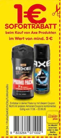 1€ Rabatt auf Axe bei Netto MD ab 5€