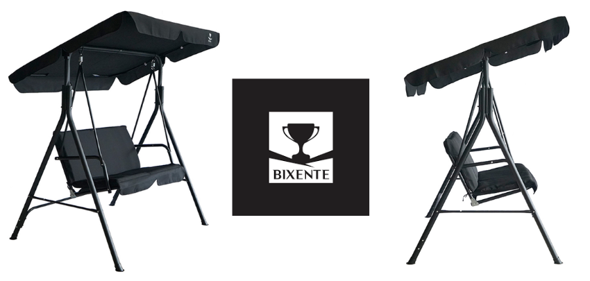  BIXENTE 2-Sitzer Garten Hollywoodschaukel für 53,99€ - pulverbeschichteter Stahl, wetterfester Polyester-Bezug, Schwarz