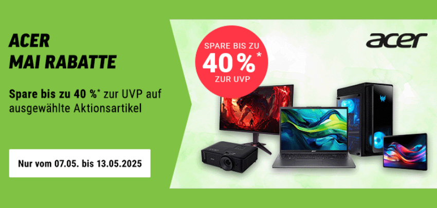 Notebooksbilliger: Acer Mai Rabatte mit bis zu 40% Rabatt 💻🤓 z.B.: Acer Iconia V11 Tablet für 184€
