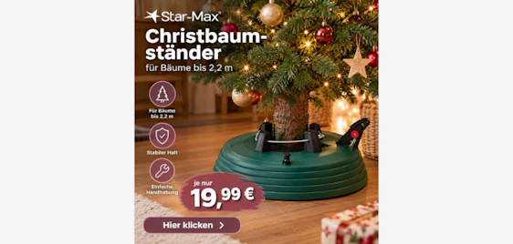 🎄 Ø34cm Christbaumständer mit Fußhebel & Wassertank 2,3L nur 27€ (statt: 55€)