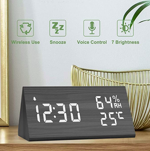 Digitaler LED Wecker Uhr Holz GRATIS-Lieferung € 16.09