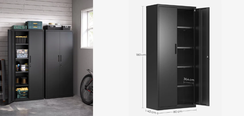 SONGMICS-Stahl-Aufbewahrungsschrank-Beispiel