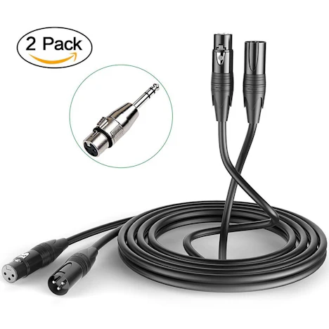 Mikrofonkabel 3-pin XLR Stecker auf eine XLR weiblich, 2er pack (3M+5M), ein XLR 3pin weiblich zu 1/4" inch männlich Adapter als Geschenk