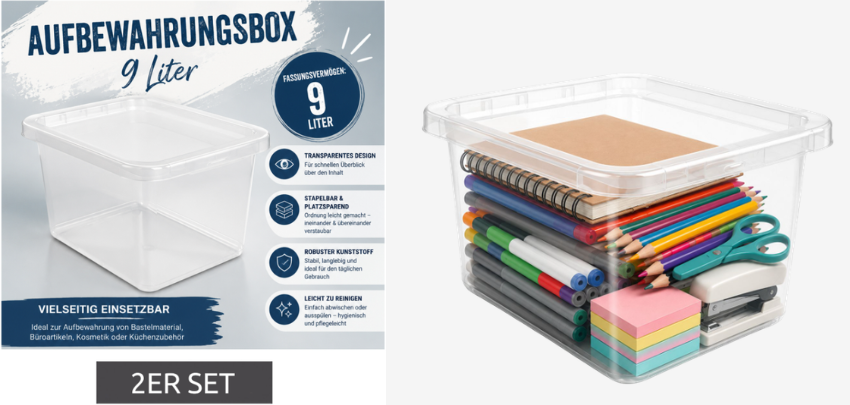 Ordnung leicht gemacht! 📦 2er Set plast team Aufbewahrungsboxen (je 9L) für nur 14,98€ 🏠